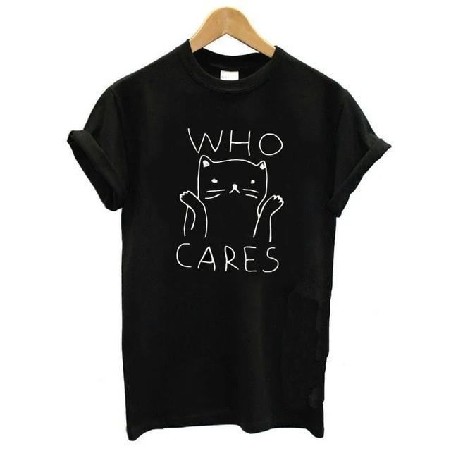 who cares cat graphic tee[ff]